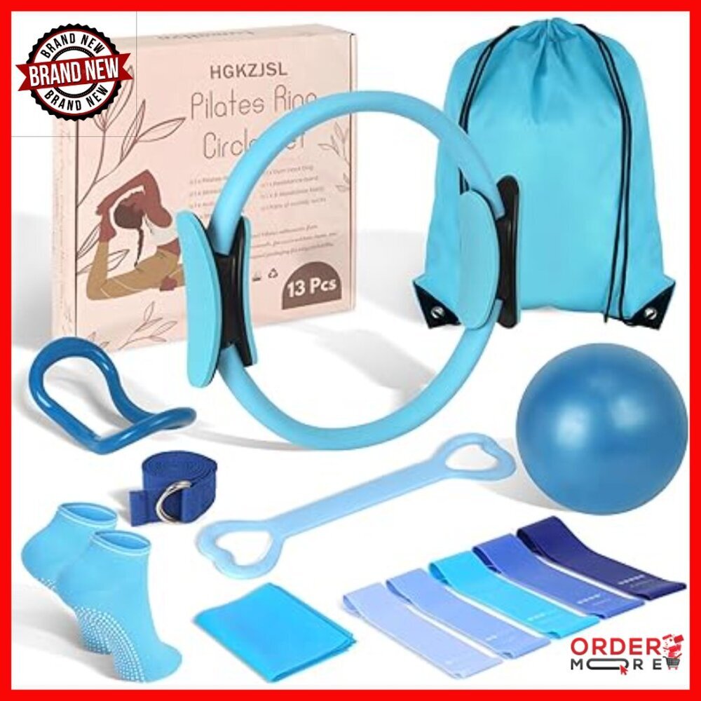 13-Piece Pilates Set with Yoga Ball, Resistance Bands, Ring & Gym Bag